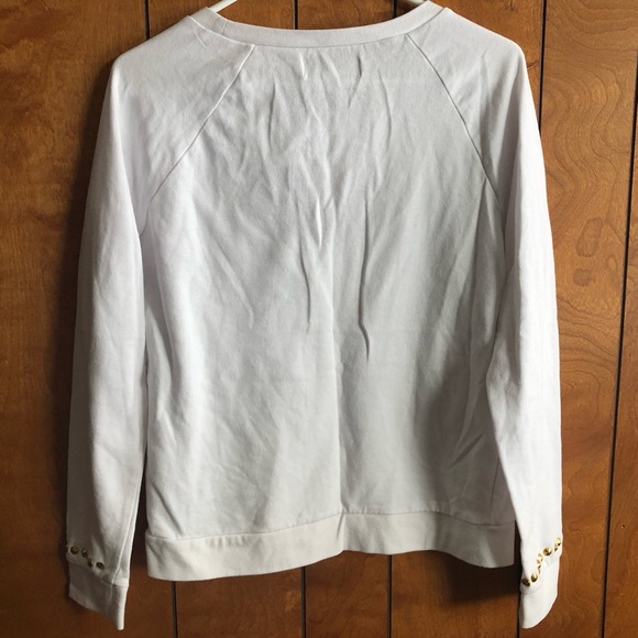 Nicki Minaj Blouse Cut Out Sweatshirt Top Gold Studded Sz L EUC - Picture 7 of 8